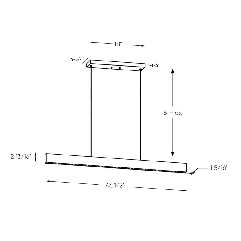 Dals Lighting 48 Light Microspot LED Linear Pendant Light MSLPD48-3K-BK