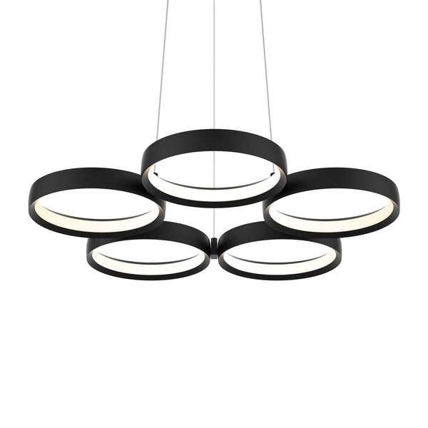 Dals Lighting 25" 5 Ring LED Pendant Light PDR5-3K-BK