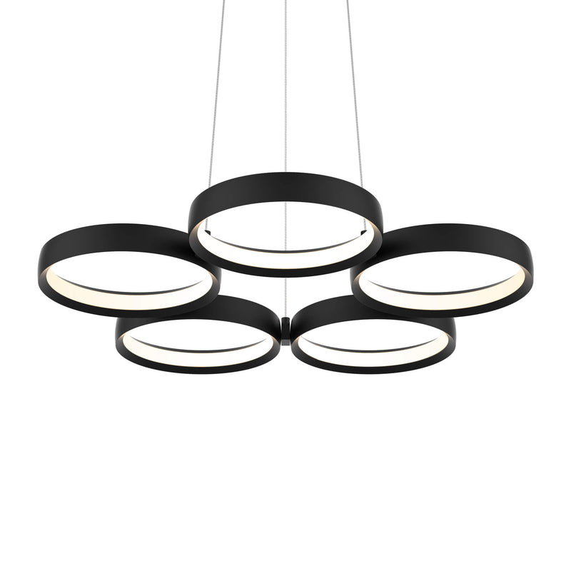 Dals Lighting 25" 5 Ring LED Pendant Light PDR5-3K-BK