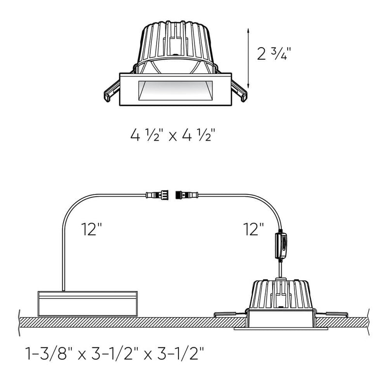 Dals Lighting 4" Square Indoor or Outdoor Regressed Gimbal Down Light RGR4SQ-CC-WH