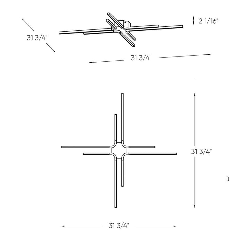 Dals Lighting 32" Star LED Flush Mount STRFM-3K-WH