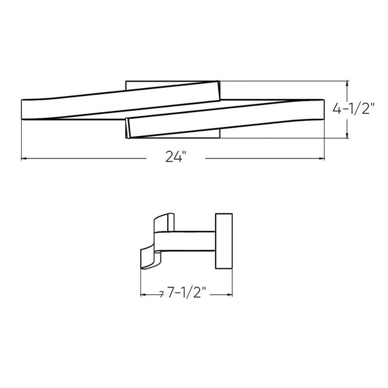 Dals Lighting Curled Rectangular Vanity Wall Sconce VRB24-CC-SN